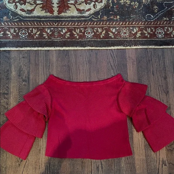 Endless Rose Red Off-Shoulder Ruffle Top - Picture 1 of 4
